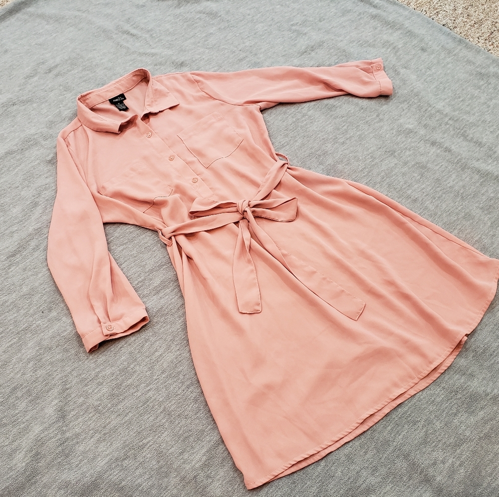 Rue21 Pink collared button-down dress, size M